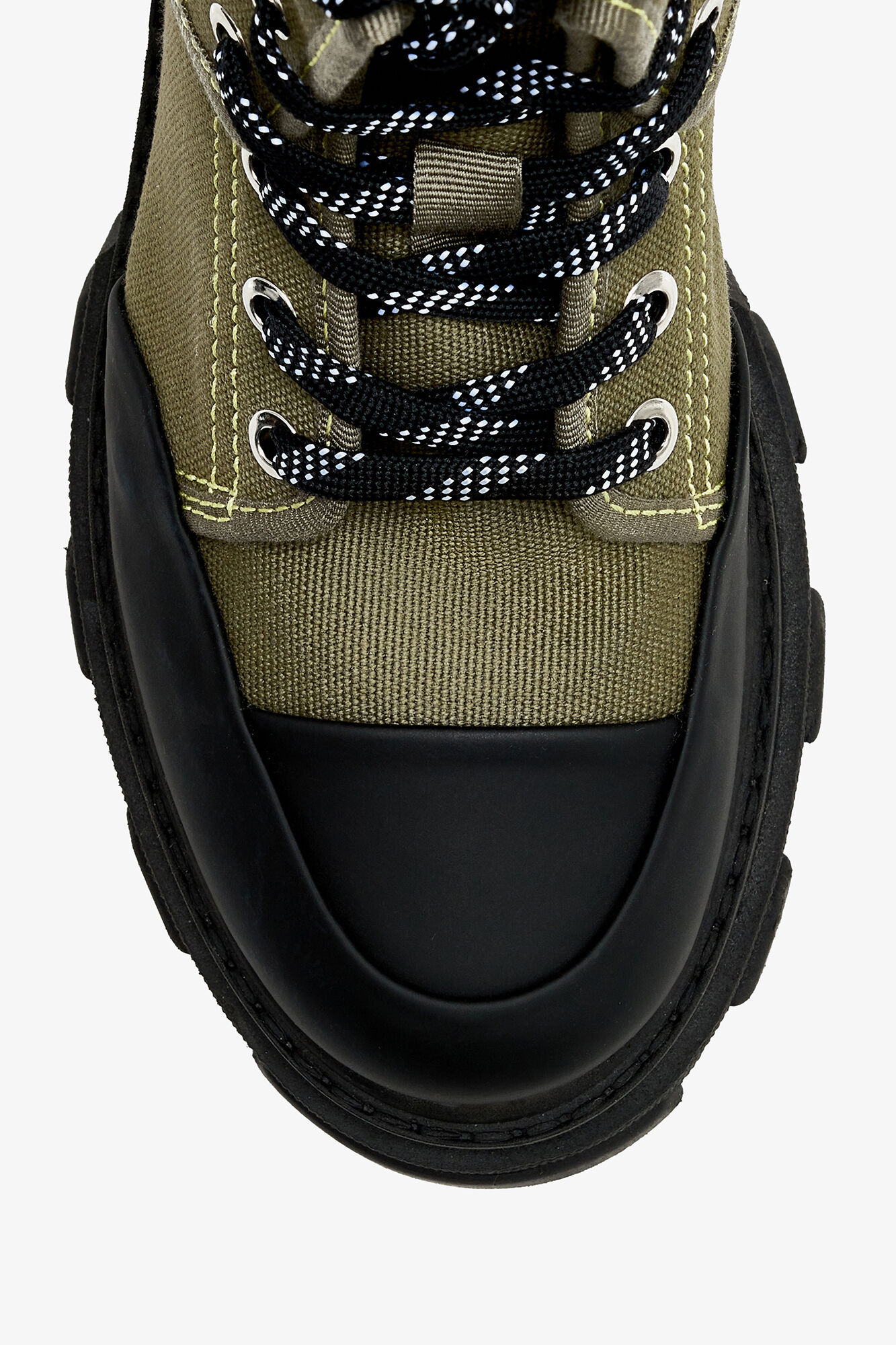 Bottes de trail en toile verte, Cotton, in colour Military Olive - 3 - GANNI