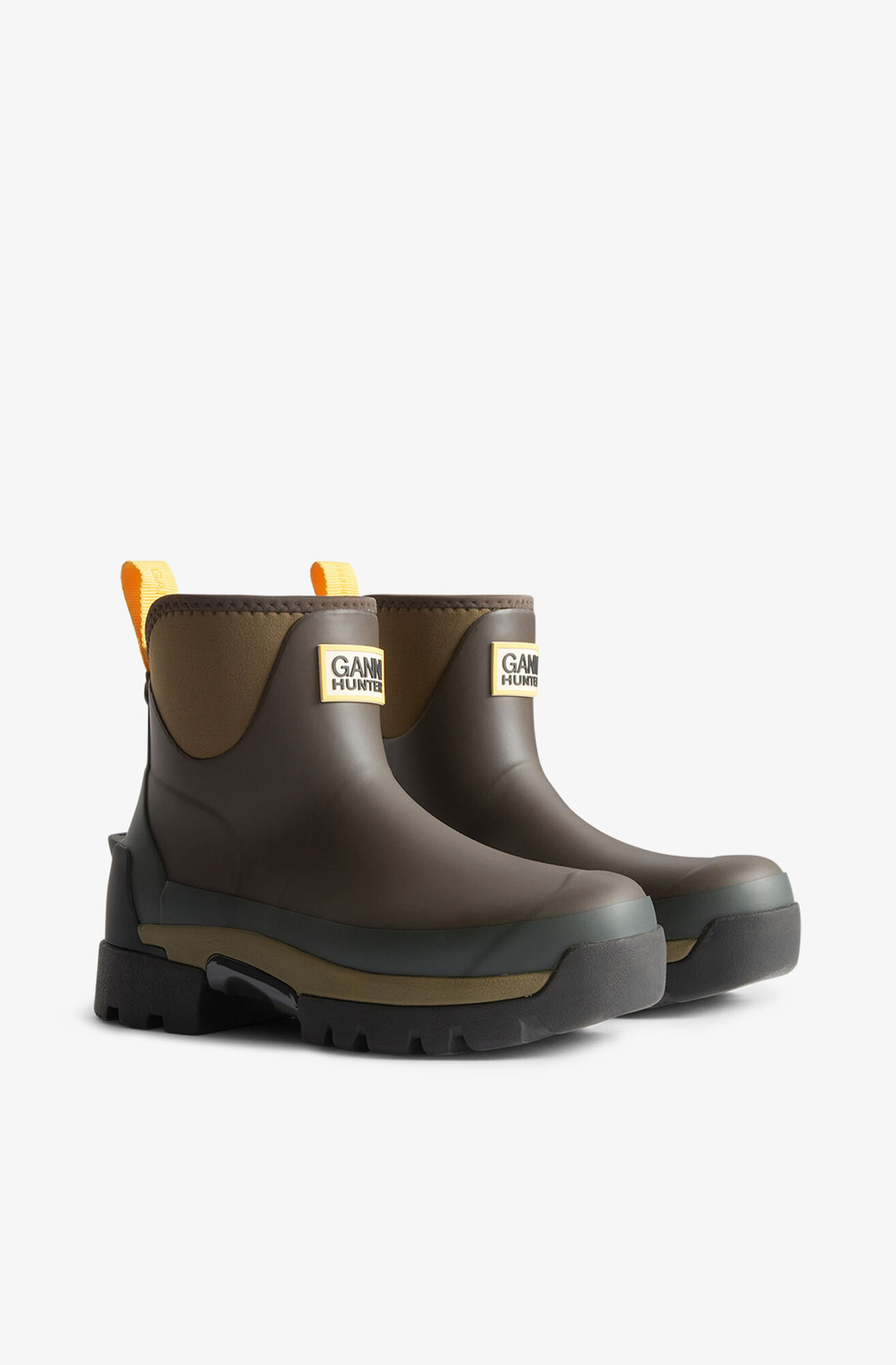 Balmoral Ankle Boots in Brown, Rubber, in colour Chocolate Brown - 2 - GANNI