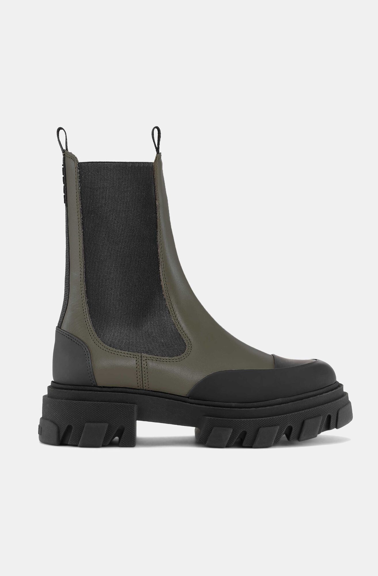 Matte Mid Chelsea Boots, Calf Leather, in colour Kalamata - 1 - GANNI