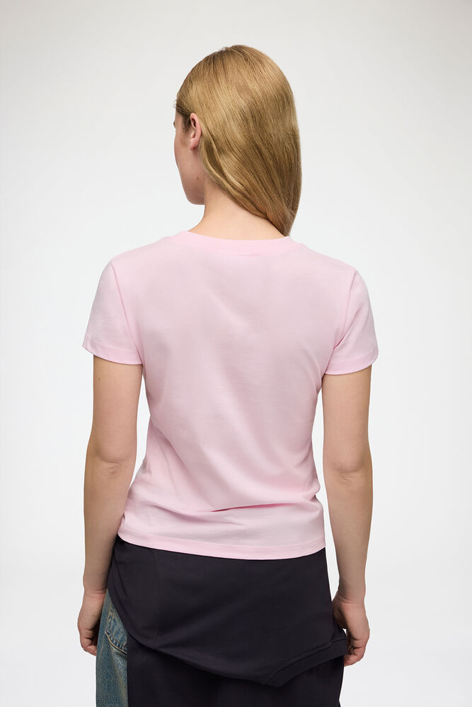 Baby Fit T-shirt with Forest Teddy, Chalk Pink