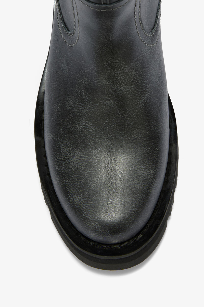 High Boots in Dark Grey, Recycled Leather, in colour Ebony - 3 - GANNI