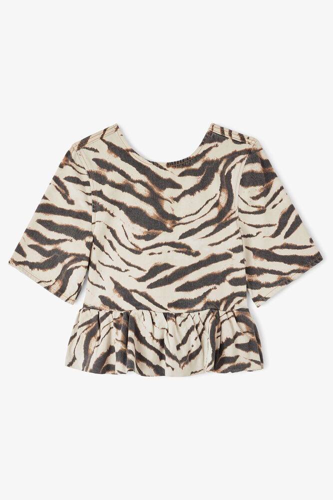 Top in Zebra Denim, Egret