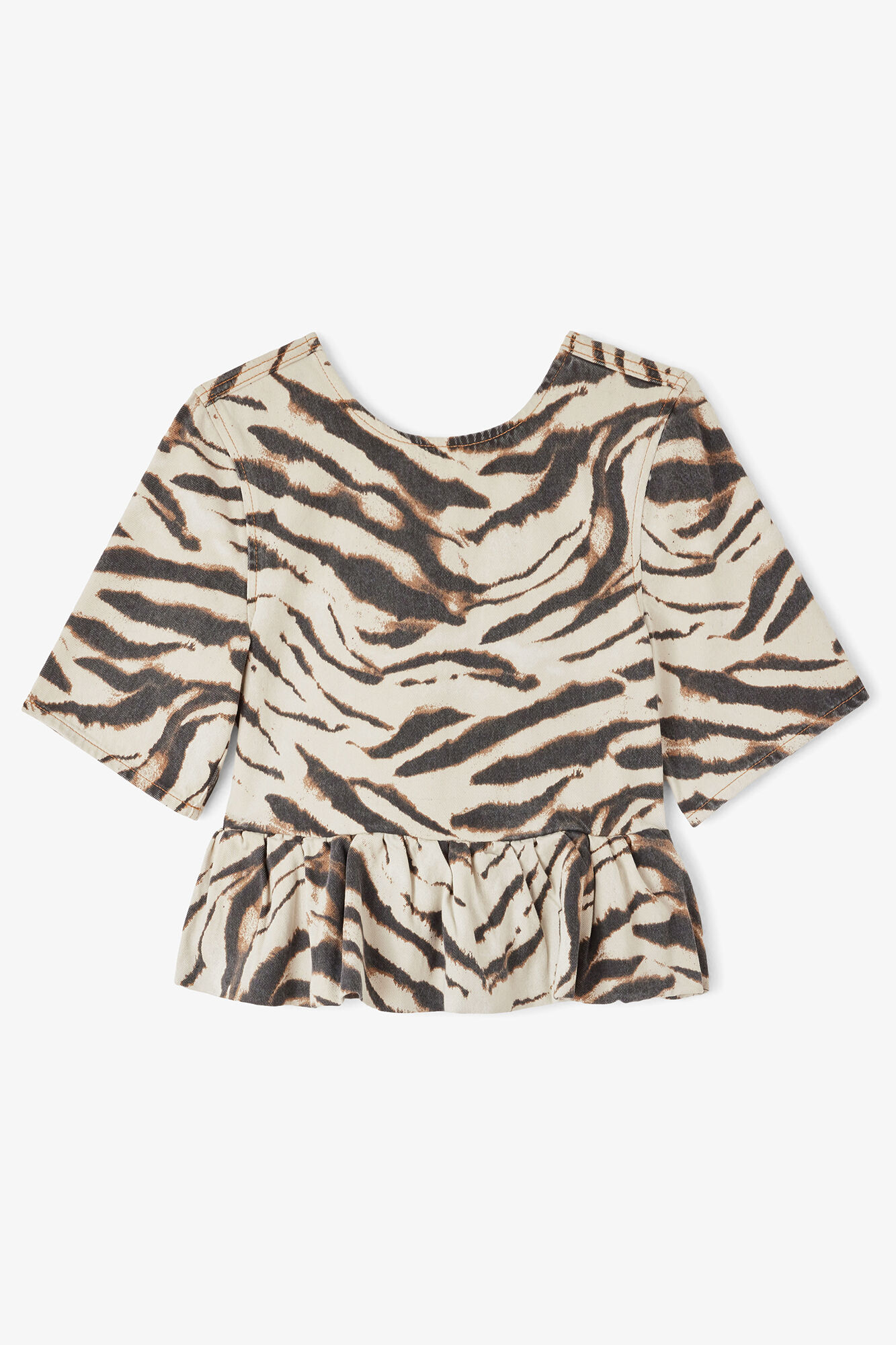 Top in Zebra Denim, Organic Cotton, in colour Egret - 1 - GANNI