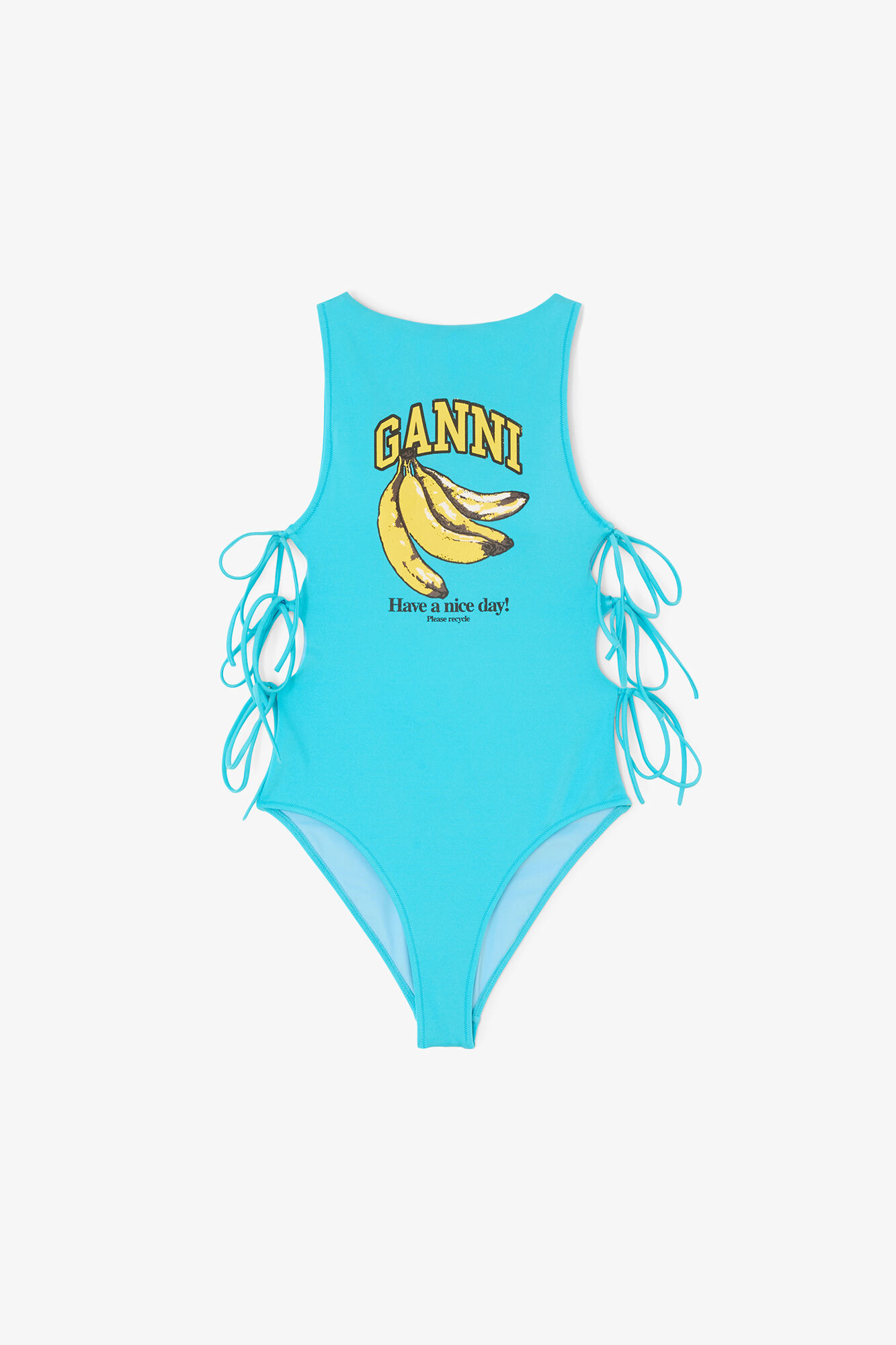 Swimsuit with Banana, Recycled Polyamide, in colour Blue Curacao - 1 - GANNI