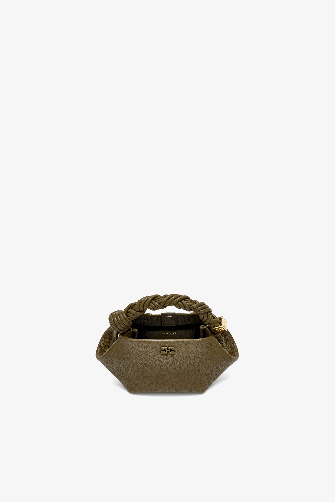 Mini Bou Bag in Grained Green, Recycled Polyester, in colour Military Olive - 3 - GANNI