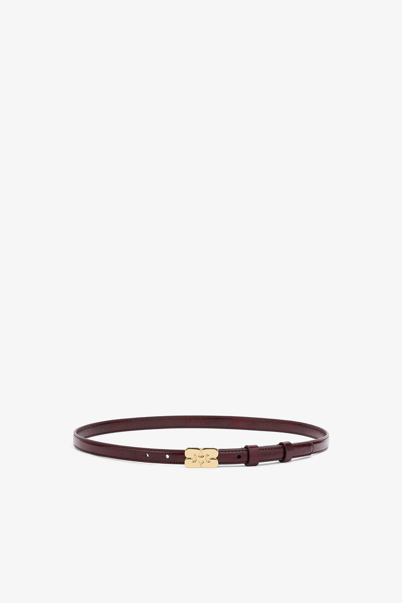 Kat Belt Small in Burgundy, Polyester, in colour Burgundy - 1 - GANNI