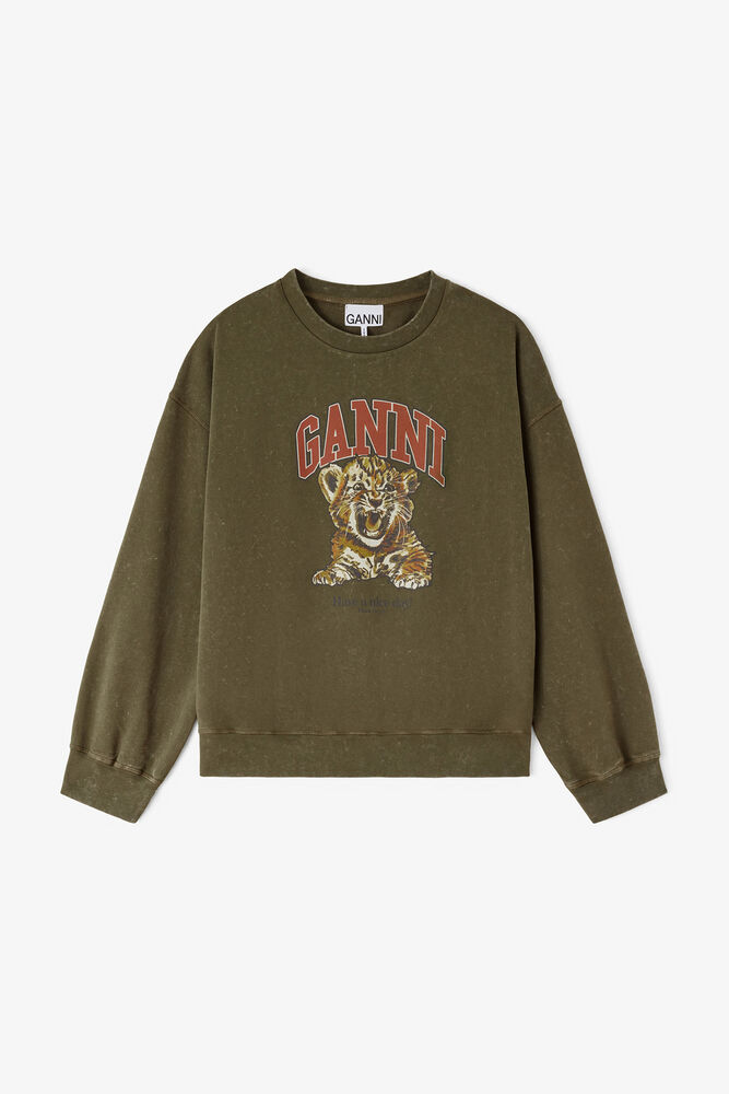 Sweatshirt with Tiger, Military Olive