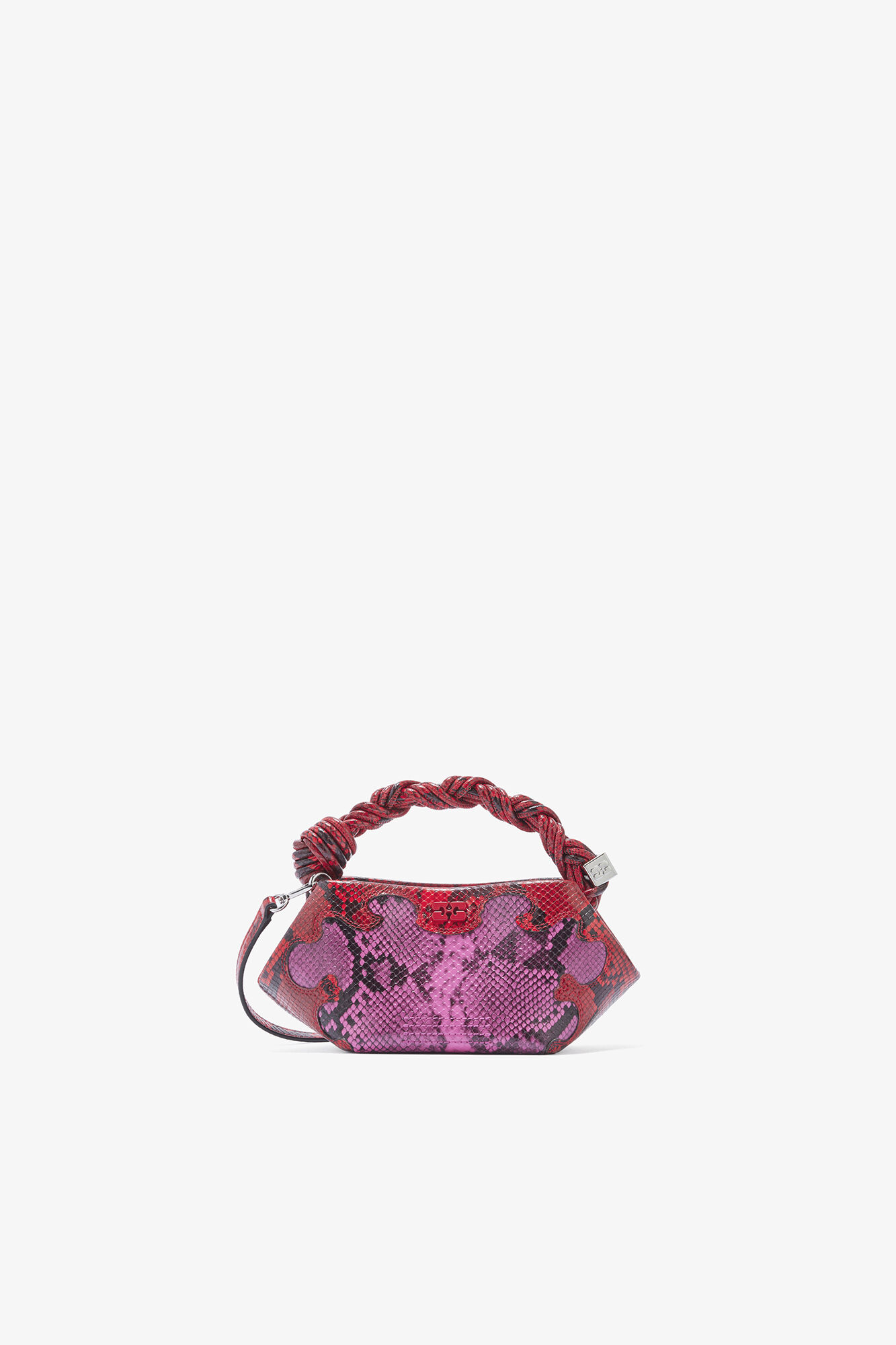 Raspberry Rose Mini Bou Bag in Pink Snake | GANNI US