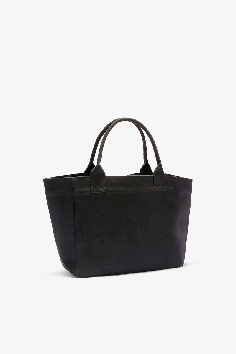 Tote Medium with Cherry, Recycled Cotton, in colour Phantom - 2 - GANNI