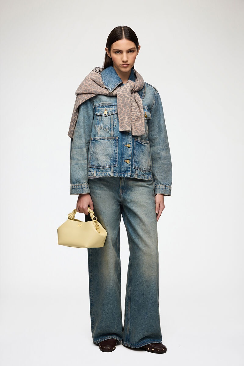 リジッドデニムのジャケット, Organic Cotton, in colour Mid Blue Vintage - 2 - GANNI