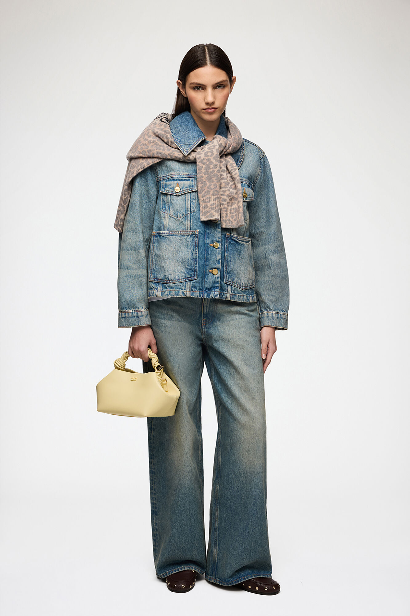リジッドデニムのジャケット, Organic Cotton, in colour Mid Blue Vintage - 2 - GANNI