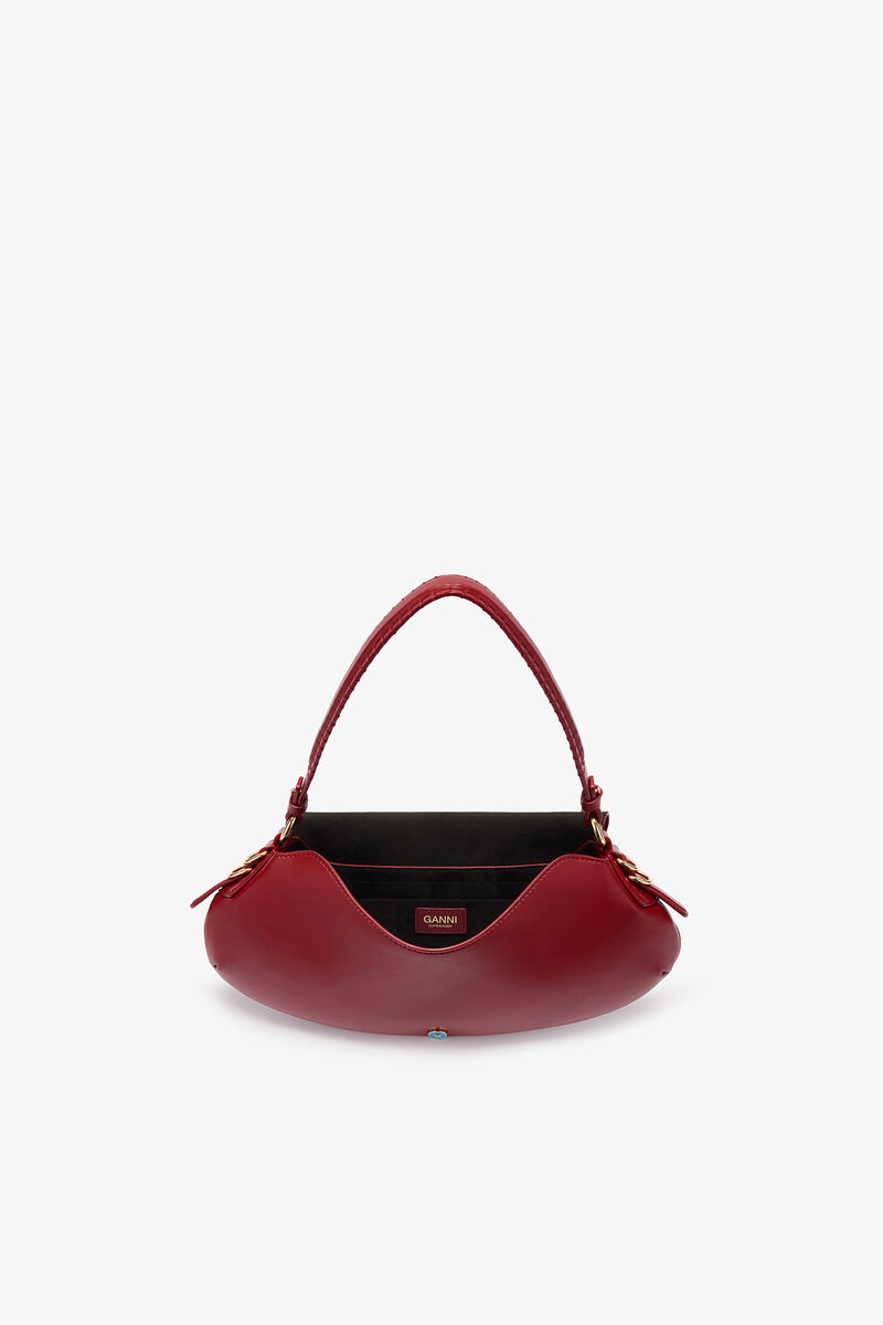 B-Kat Bag in Red, Recycled Leather, in colour Red Dahlia - 3 - GANNI