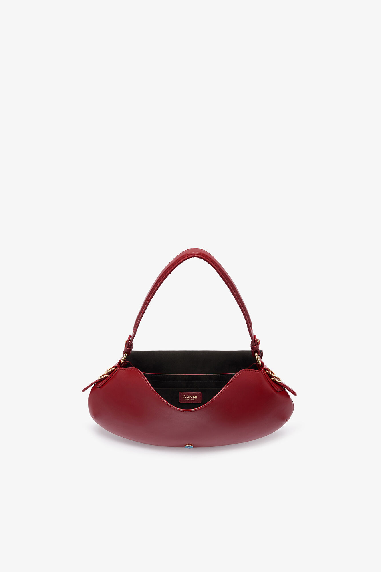 B-Kat Bag in Red, Recycled Leather, in colour Red Dahlia - 3 - GANNI