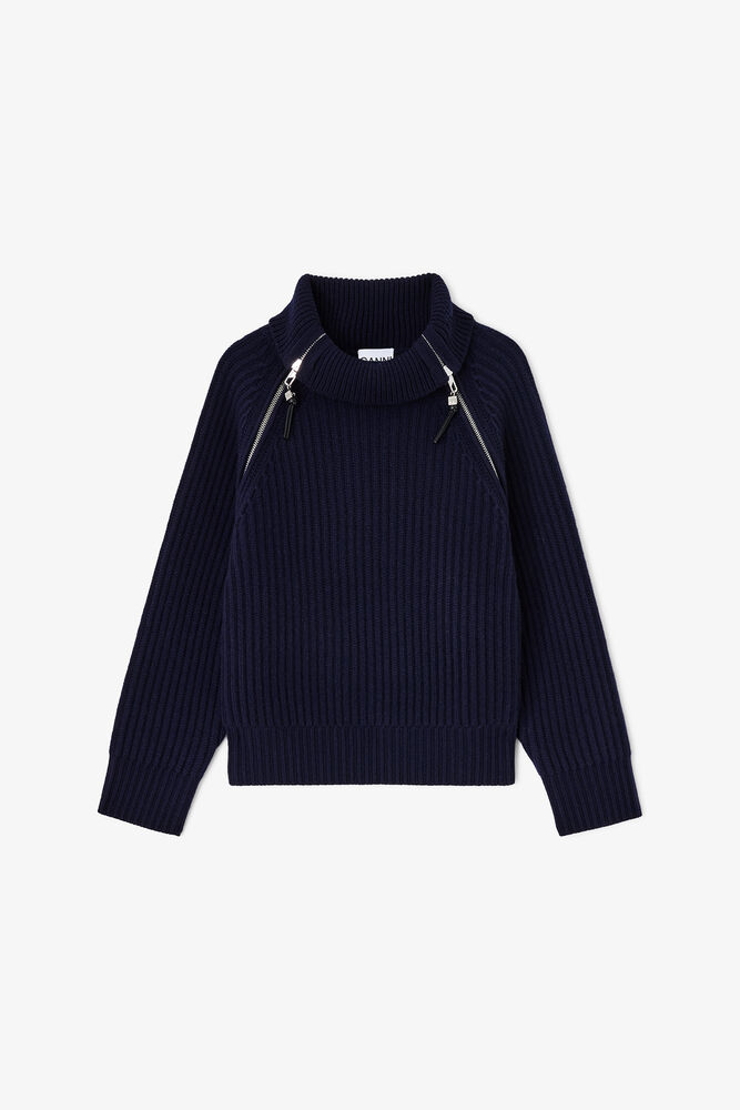Turtleneck in Blue Wool, Sky Captain