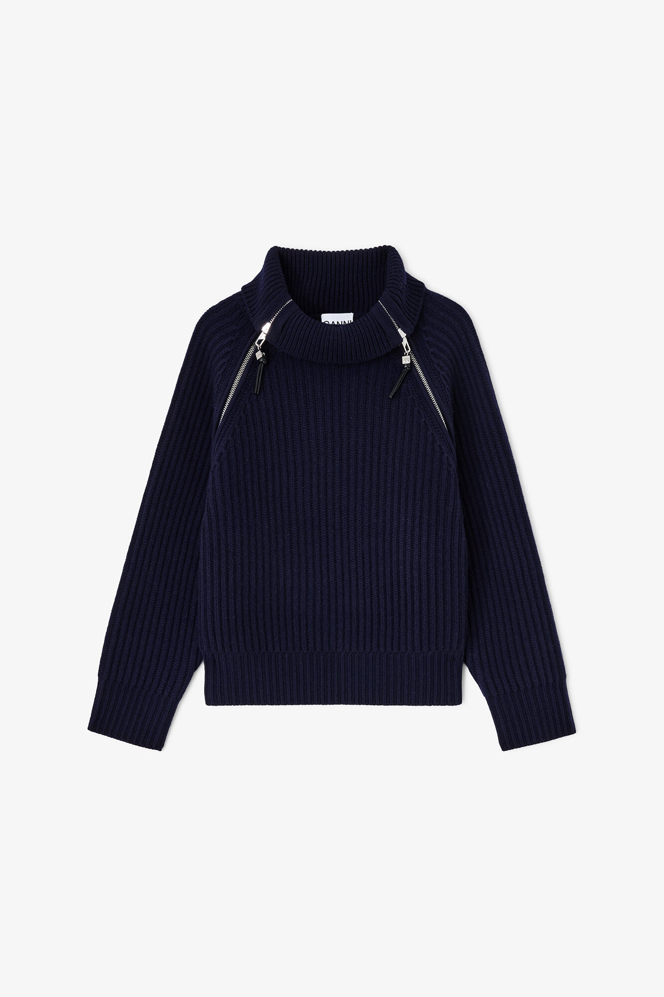 Turtleneck in Blue Wool, Wool, in colour Sky Captain - 1 - GANNI