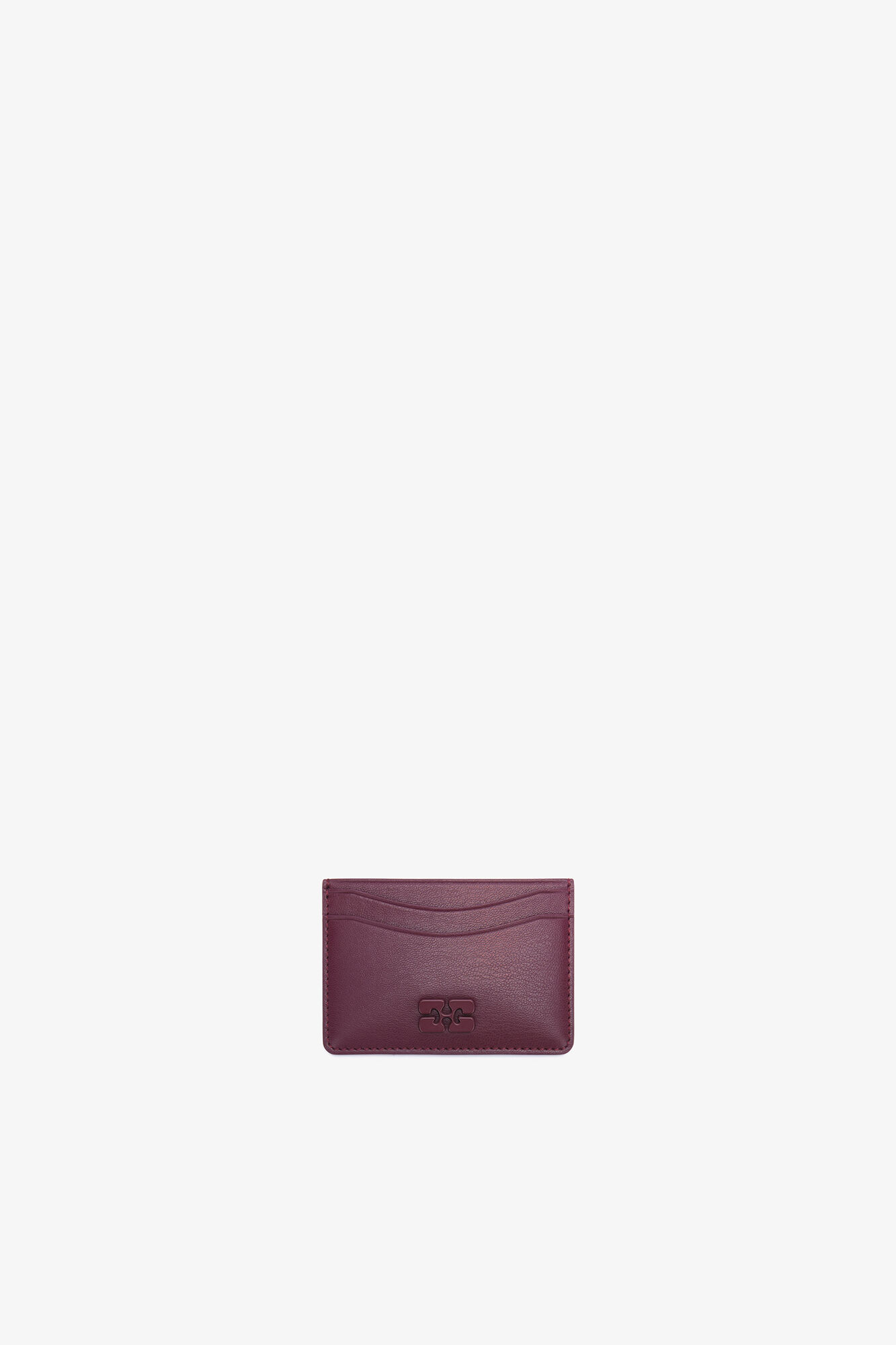 Bou Card Holder in Burgundy, Recycled Leather, in colour Burgundy - 1 - GANNI