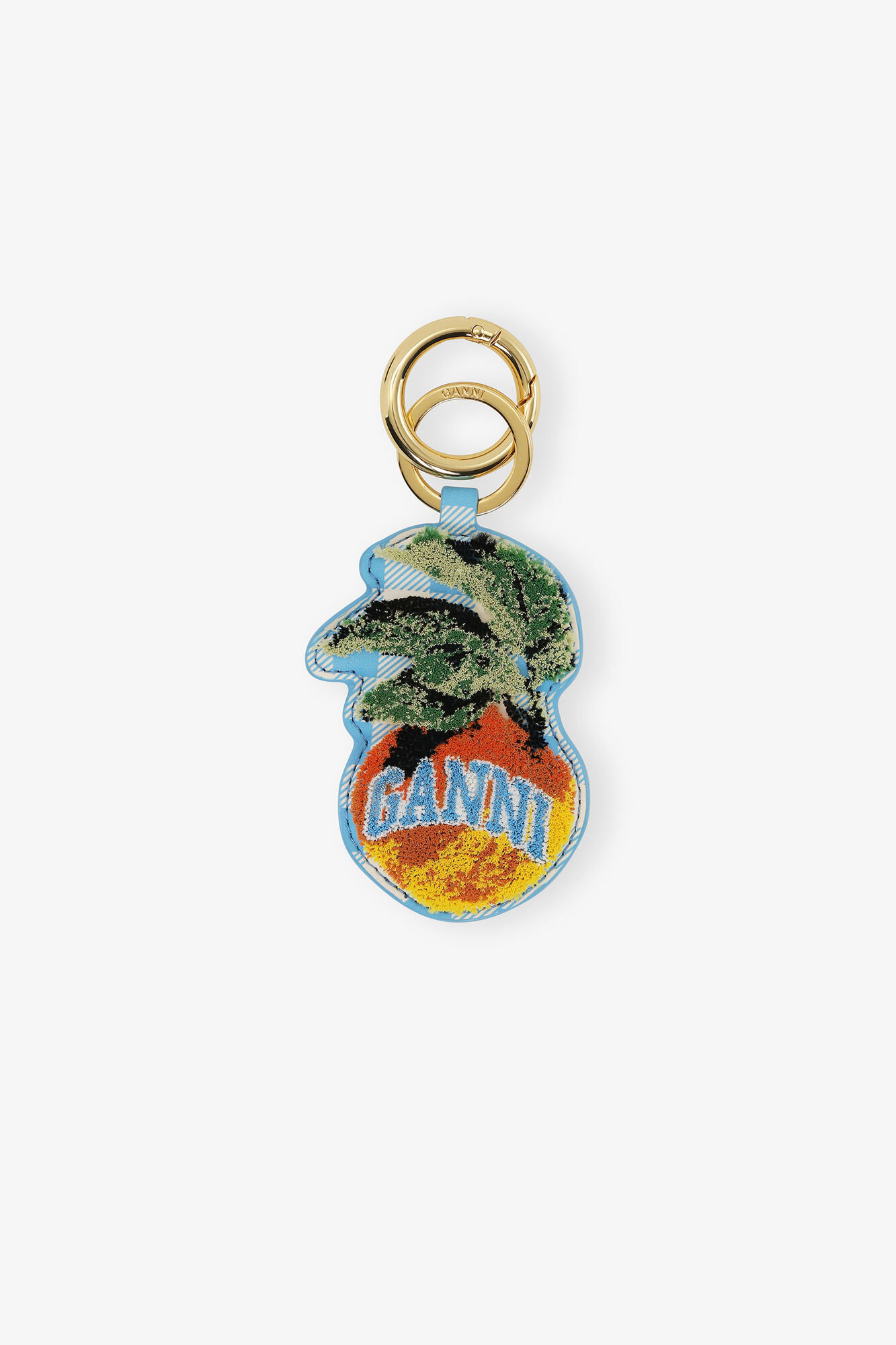 Apple Keyring, Recycled Leather, in colour Alaskan Blue - 1 - GANNI