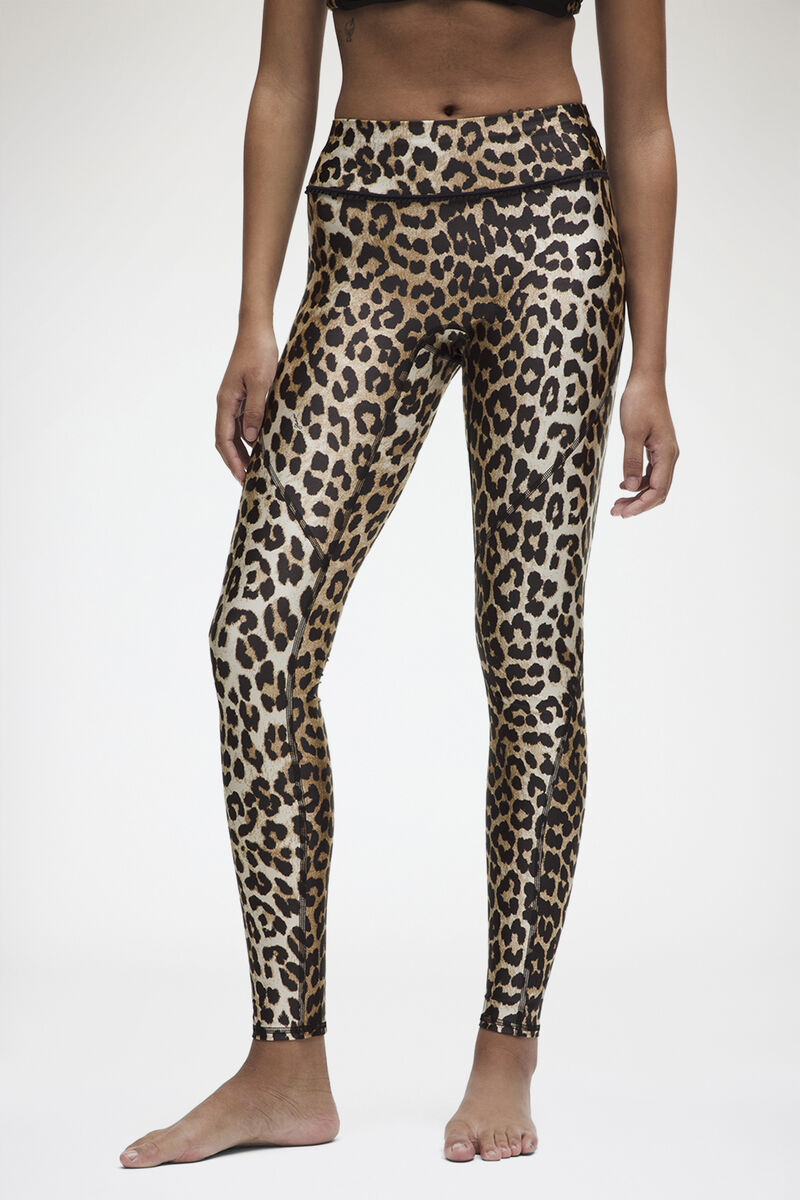 Ruffle-Trim MR Tight in Leopard, Recycled Polyamide, in colour Multicolour - 2 - GANNI