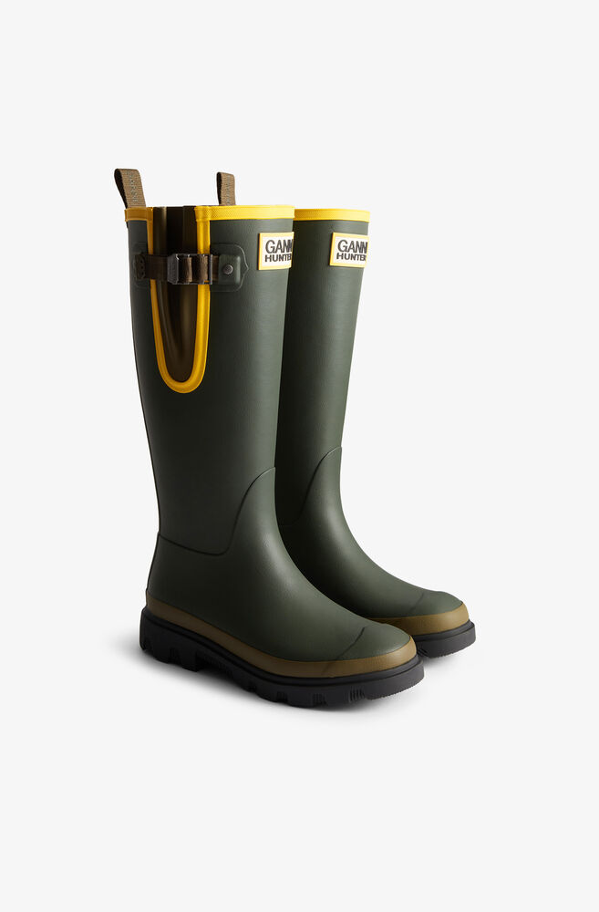 Downpour Tall Boots in Green, Dark Olive
