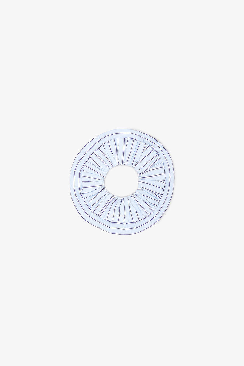 Blue Stripe Scrunchie, Organic Cotton, in colour Lavender Lustre - 1 - GANNI