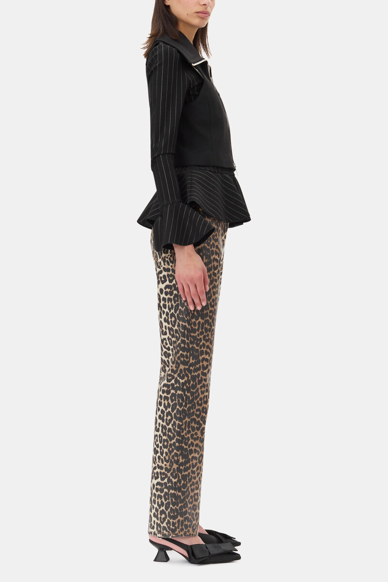 Leopard Foil Carri Jeans, Organic Cotton, in colour Leopard - 3 - GANNI