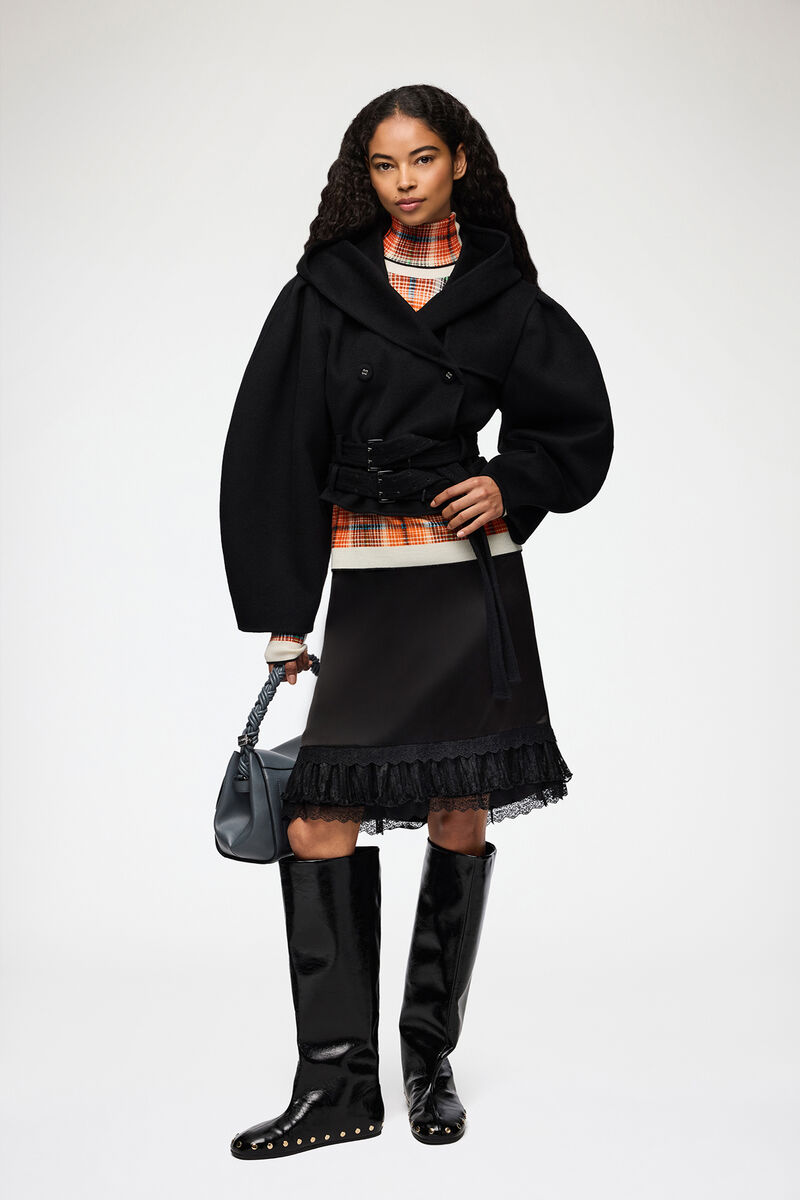 Veste en laine double face, Wool, in colour Black - 2 - GANNI