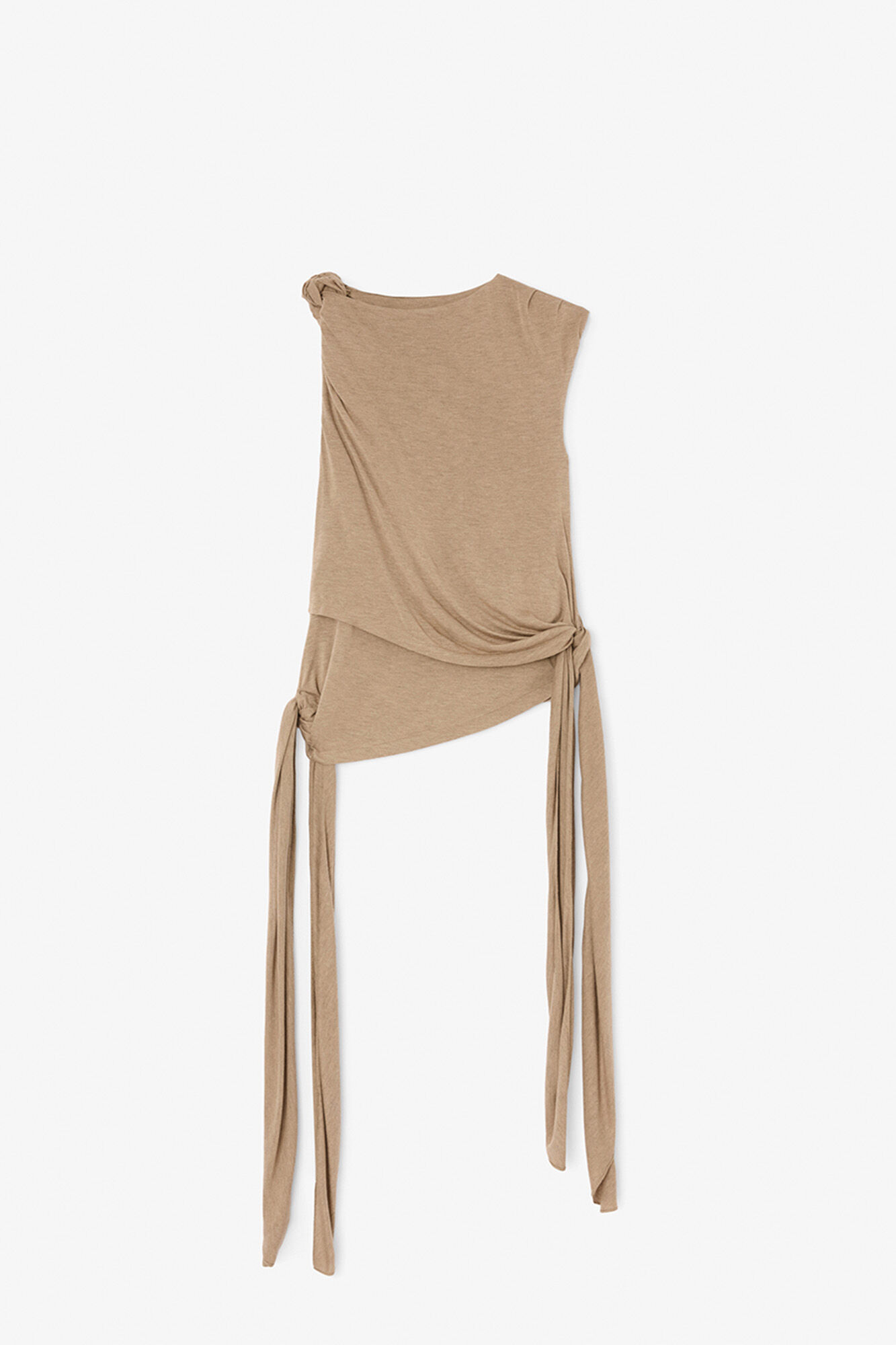 Top in Beige Jersey, Viscose, in colour Coca Mocha - 1 - GANNI