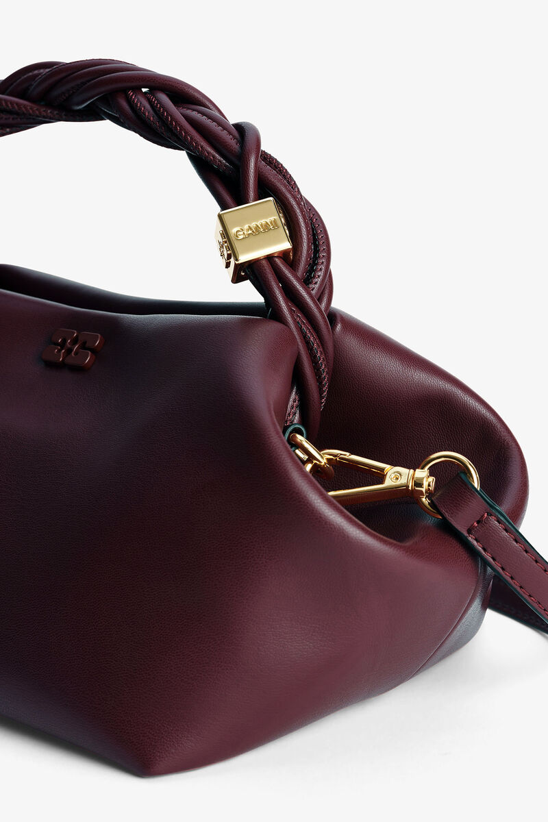 Small Bou Bag in Burgundy, Recycled Leather, in colour Burgundy - 4 - GANNI