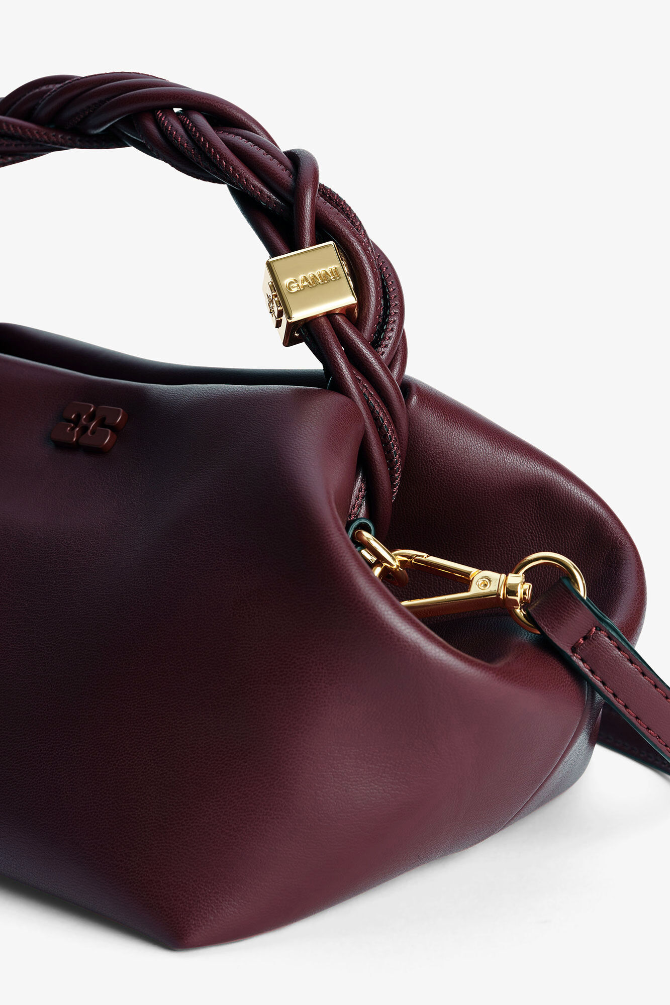 Small Bou Bag in Burgundy, Recycled Leather, in colour Burgundy - 4 - GANNI