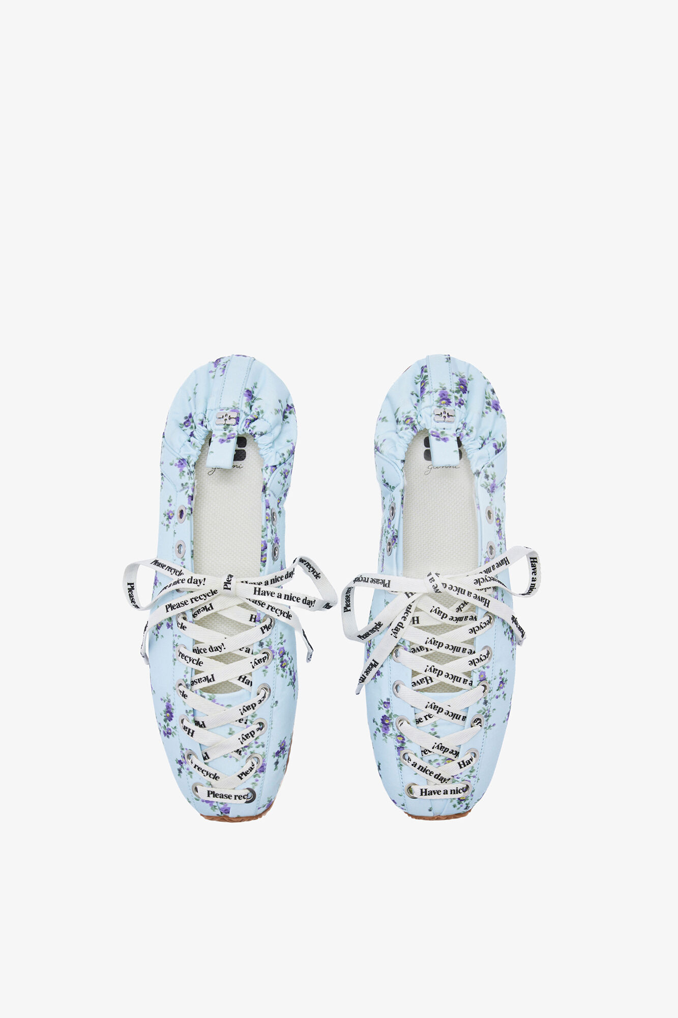 Sporty ballerina en nylon bleu, Recycled Polyester, in colour Iced Aqua - 3 - GANNI
