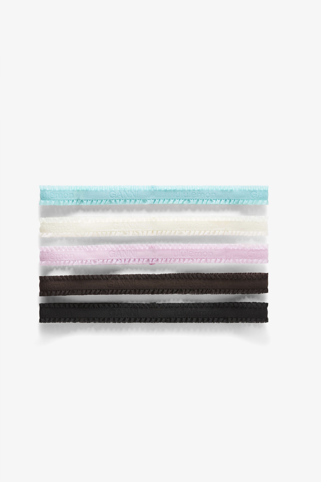 Ruffled Skinny Headbands 5 Pack, Elastane, in colour Multicolour - 1 - GANNI