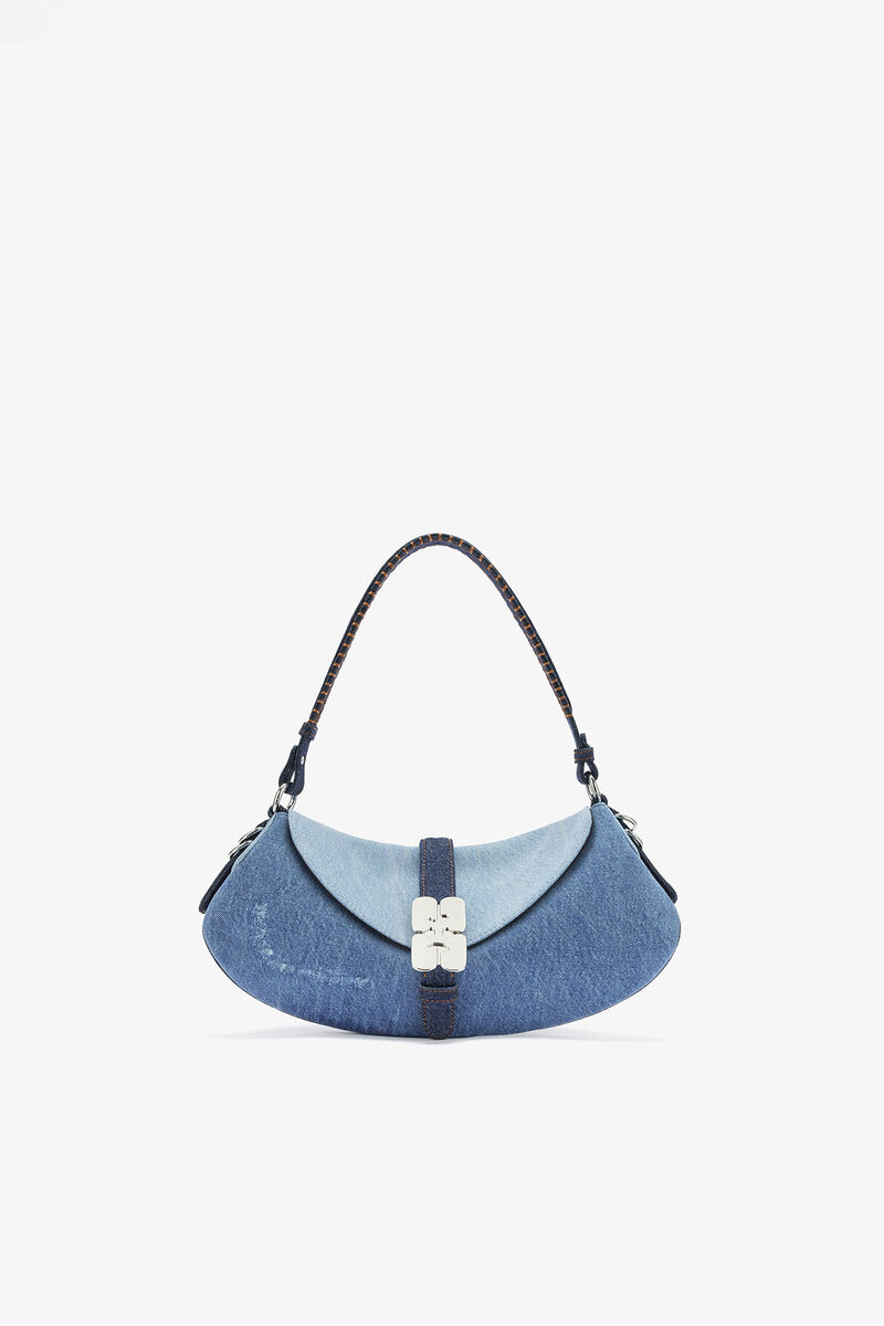 B-Kat Tasche in Denim, Organic Cotton, in colour Mid Blue Vintage - 1 - GANNI