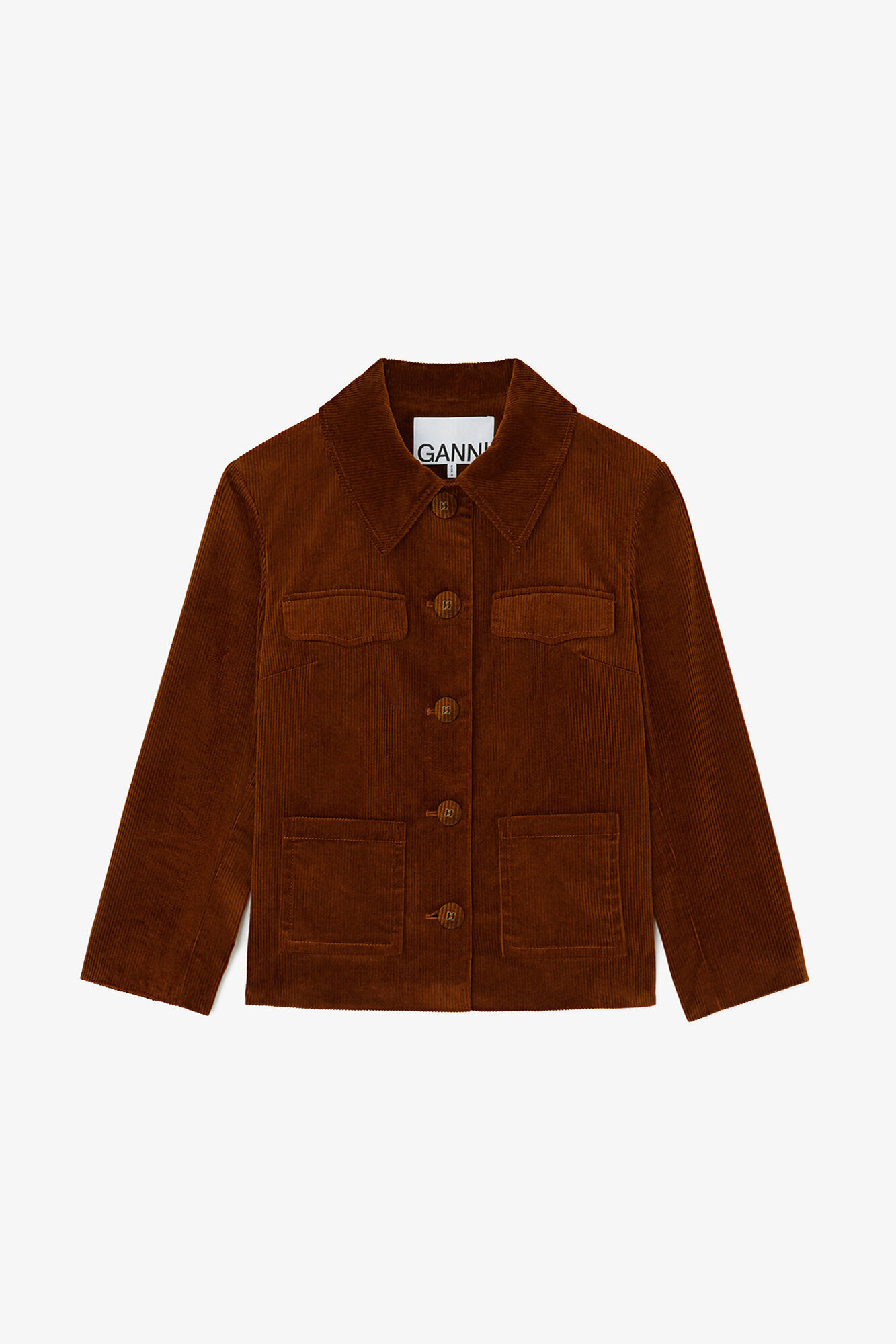 Blazer i brun kordfløyel, Organic Cotton, in colour Tortoise Shell - 1 - GANNI