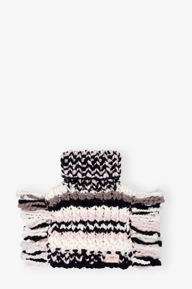 Multicolour Hand-Knit Neckwarmer, Wool, in colour Multicolour - 1 - GANNI