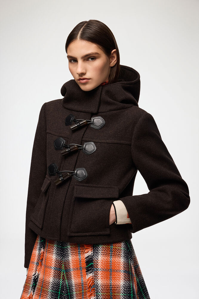 Duffle Coat Mini in Wool, Demitasse