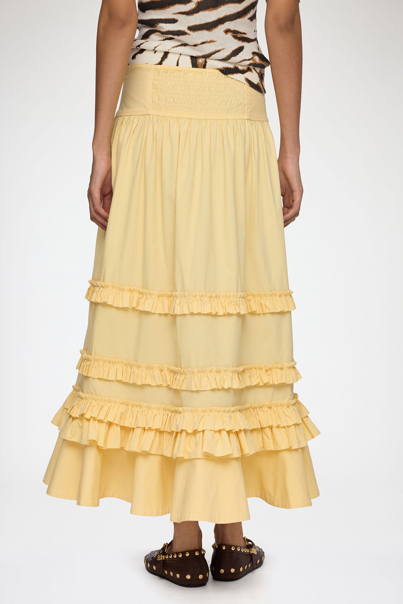 Skirt in Yellow Cotton, Organic Cotton, in colour Italian Straw - 3 - GANNI