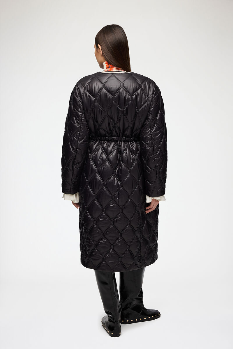 Kappa i svart kvilt, Recycled Polyamide, in colour Black - 3 - GANNI