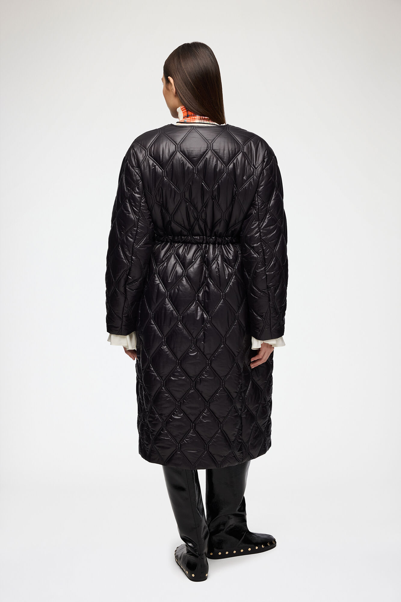 Kappa i svart kvilt, Recycled Polyamide, in colour Black - 3 - GANNI