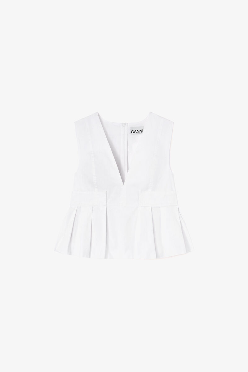 Oberteil aus Stretch-Baumwolle, Organic Cotton, in colour Bright White - 1 - GANNI