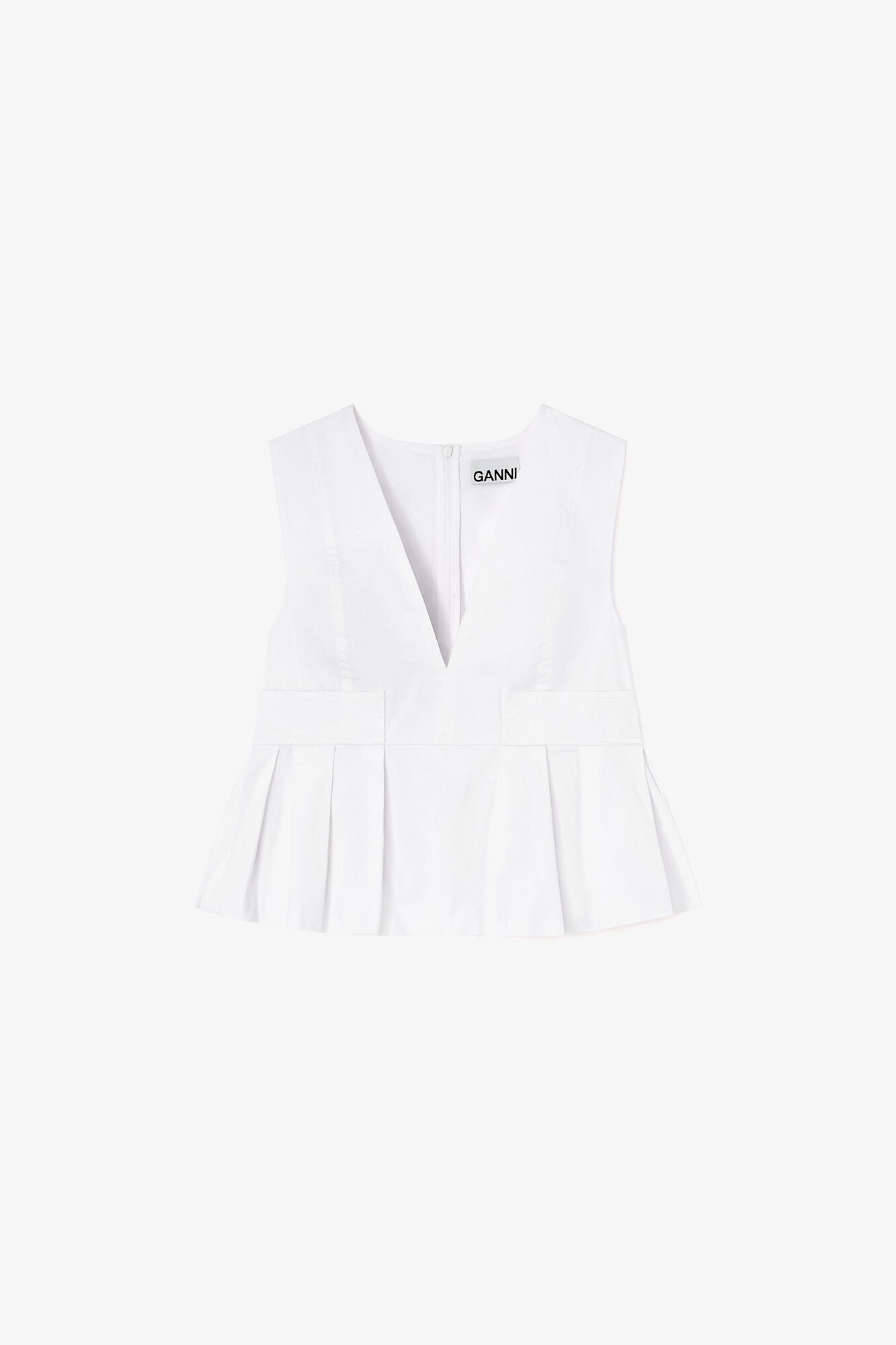 Oberteil aus Stretch-Baumwolle, Organic Cotton, in colour Bright White - 1 - GANNI