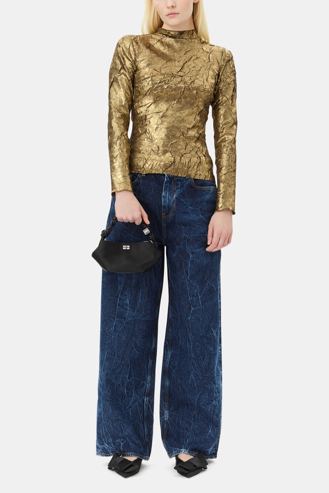 Gold Long-sleeve Blouse, Gold