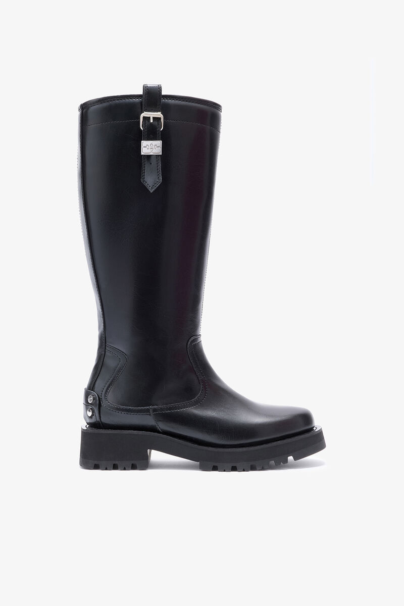 High Boots in Black Oleatex, Oleatex™, in colour Black - 1 - GANNI