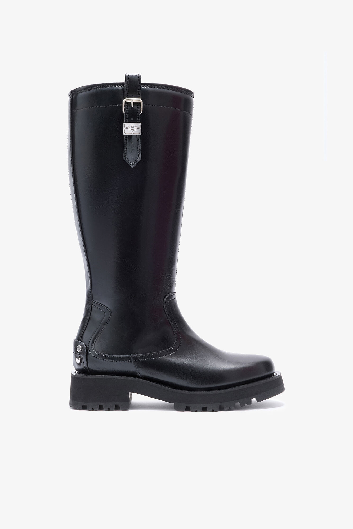 High Boots in Black Oleatex, Oleatex™, in colour Black - 1 - GANNI