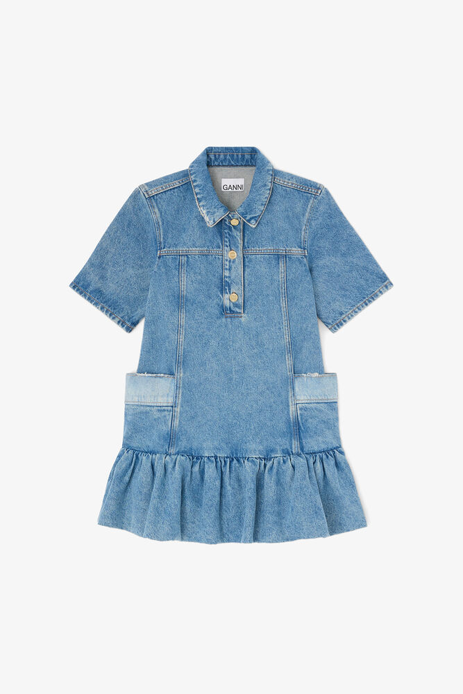Dress in Patchwork Denim, Mid Blue Vintage