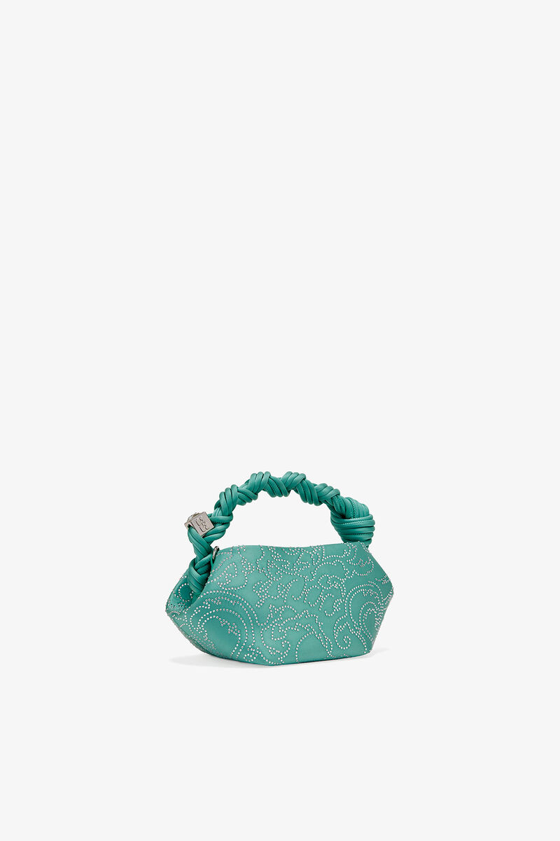 Mini Bou Bag in Green Rhinestone , Recycled Polyester, in colour Brook Green - 2 - GANNI