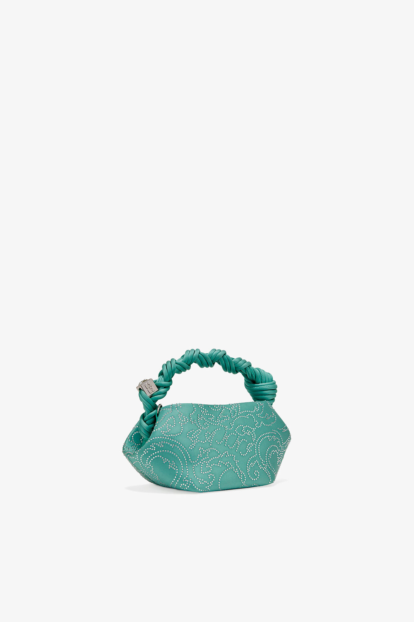Mini Bou Bag in Green Rhinestone , Recycled Polyester, in colour Brook Green - 2 - GANNI