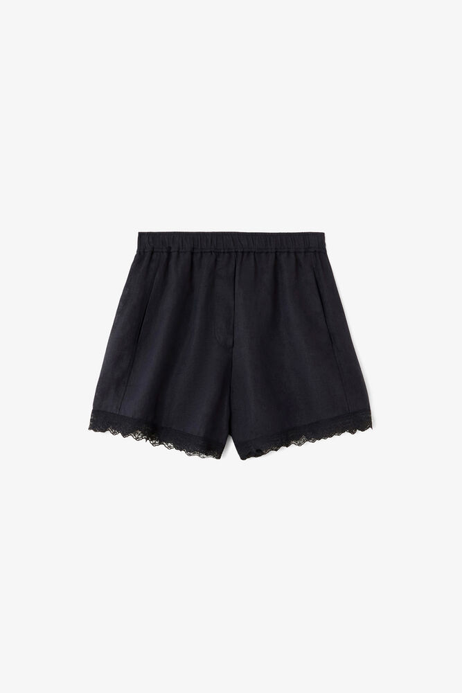 Shorts in Black Linen, Black