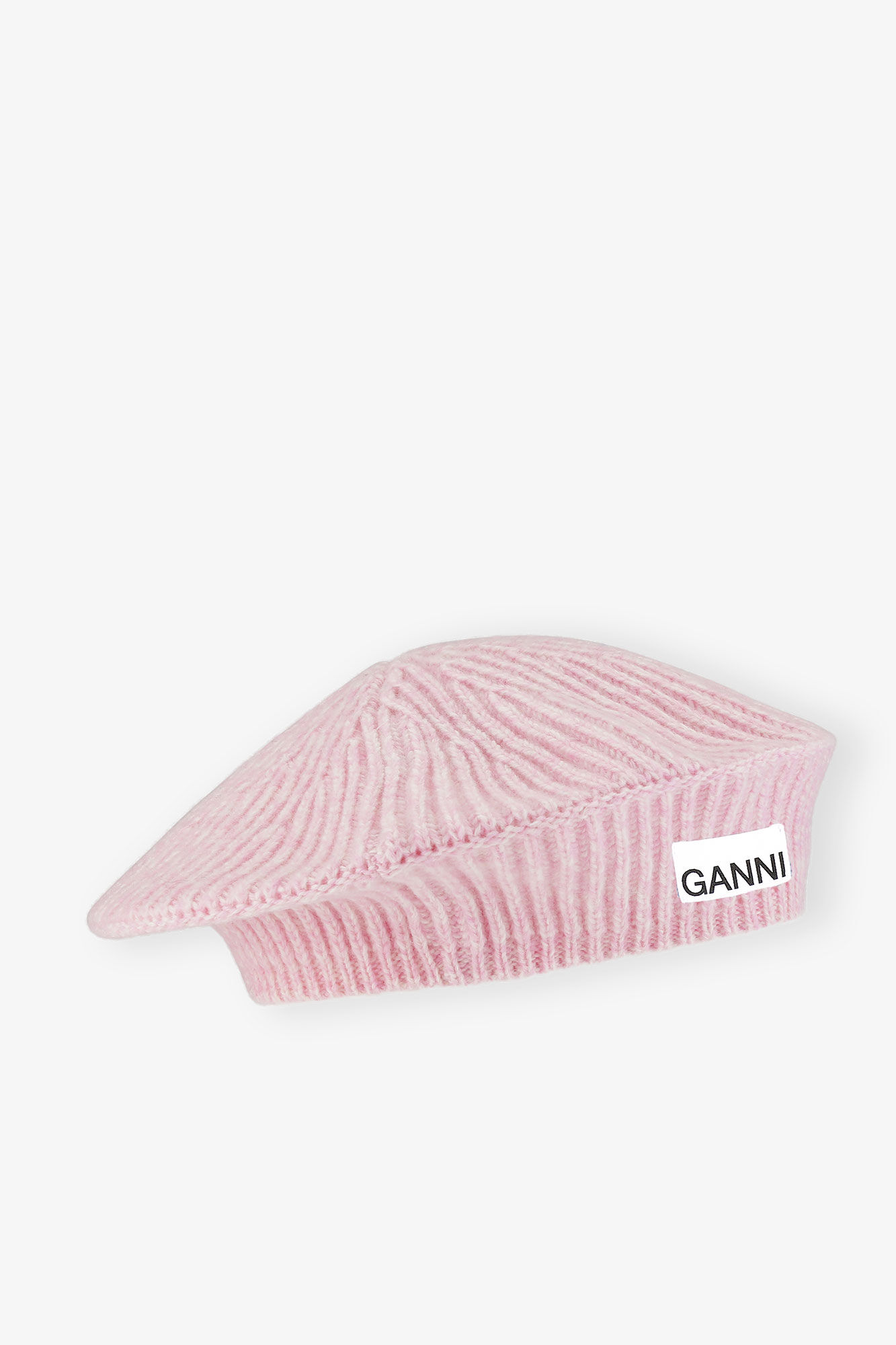 Wool Rib Knit basker, Wool, in colour Lilac Sachet - 1 - GANNI