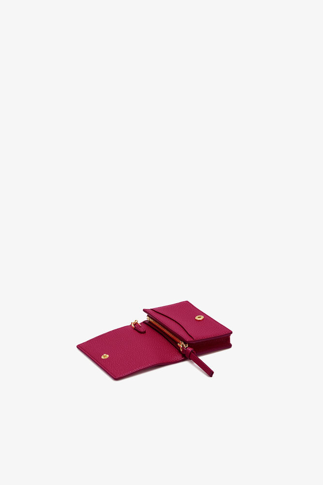 Bou Card Holder with Flap in Grained Red, Persian Red