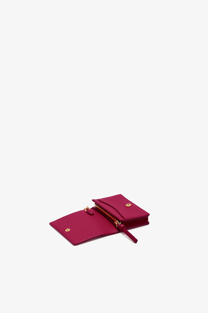 Bou Card Holder with Flap in Grained Red, Recycled Polyester, in colour Persian Red - 3 - GANNI